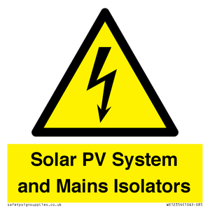 Solar PV System and Mains Isolators